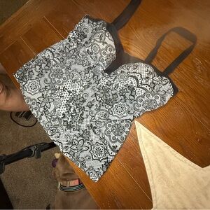 Black and White Aqua Couture Tankini Top - 18W